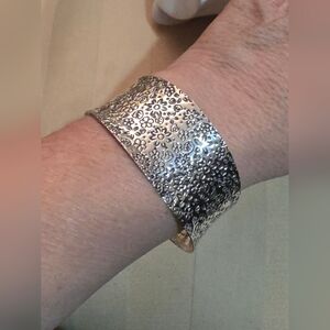 STERLING VINTAGE ANTIQUE  925 CUFF ADJUSTABLE BRACELET 22.56 GRAMS
